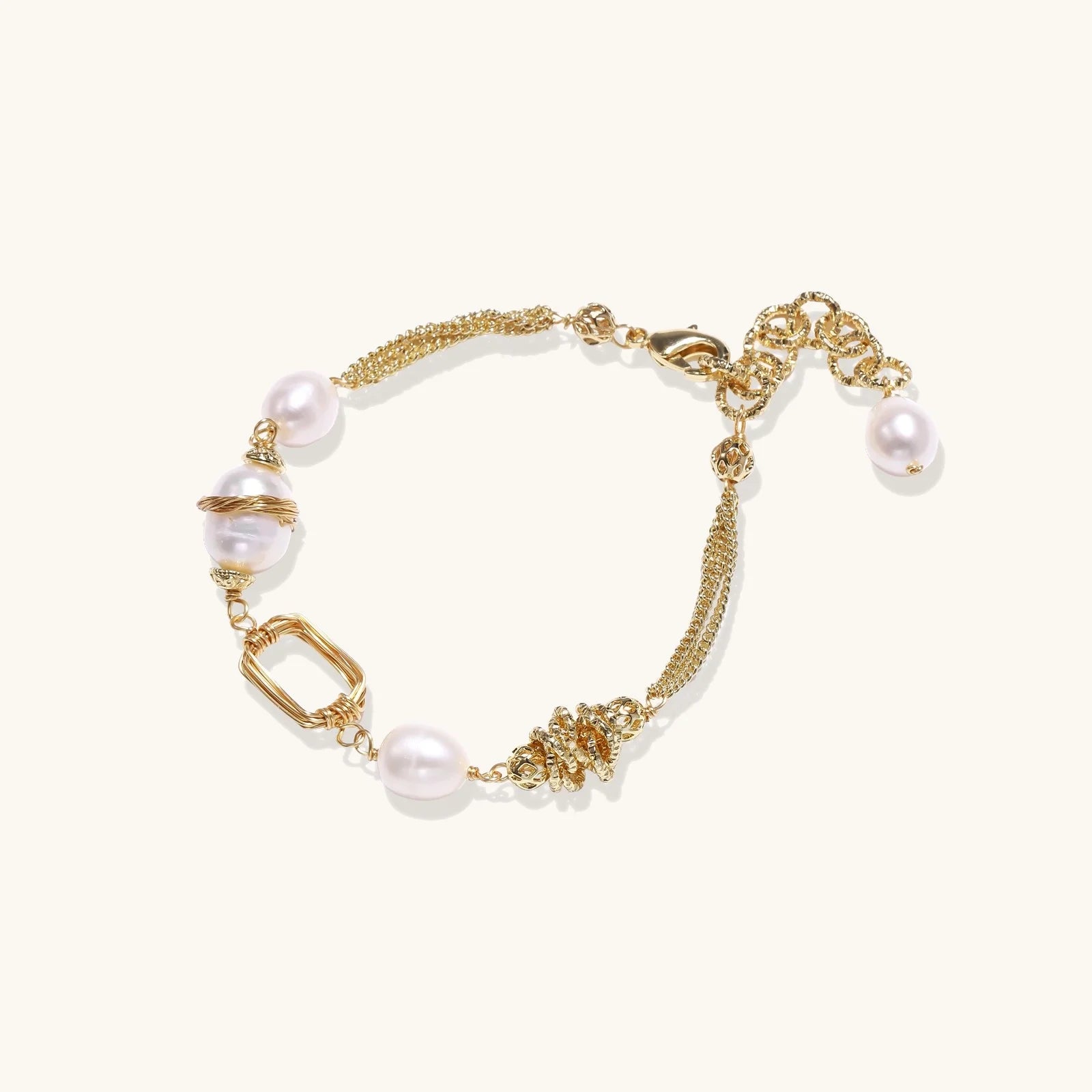 Golden Pearl Chain Bracelet