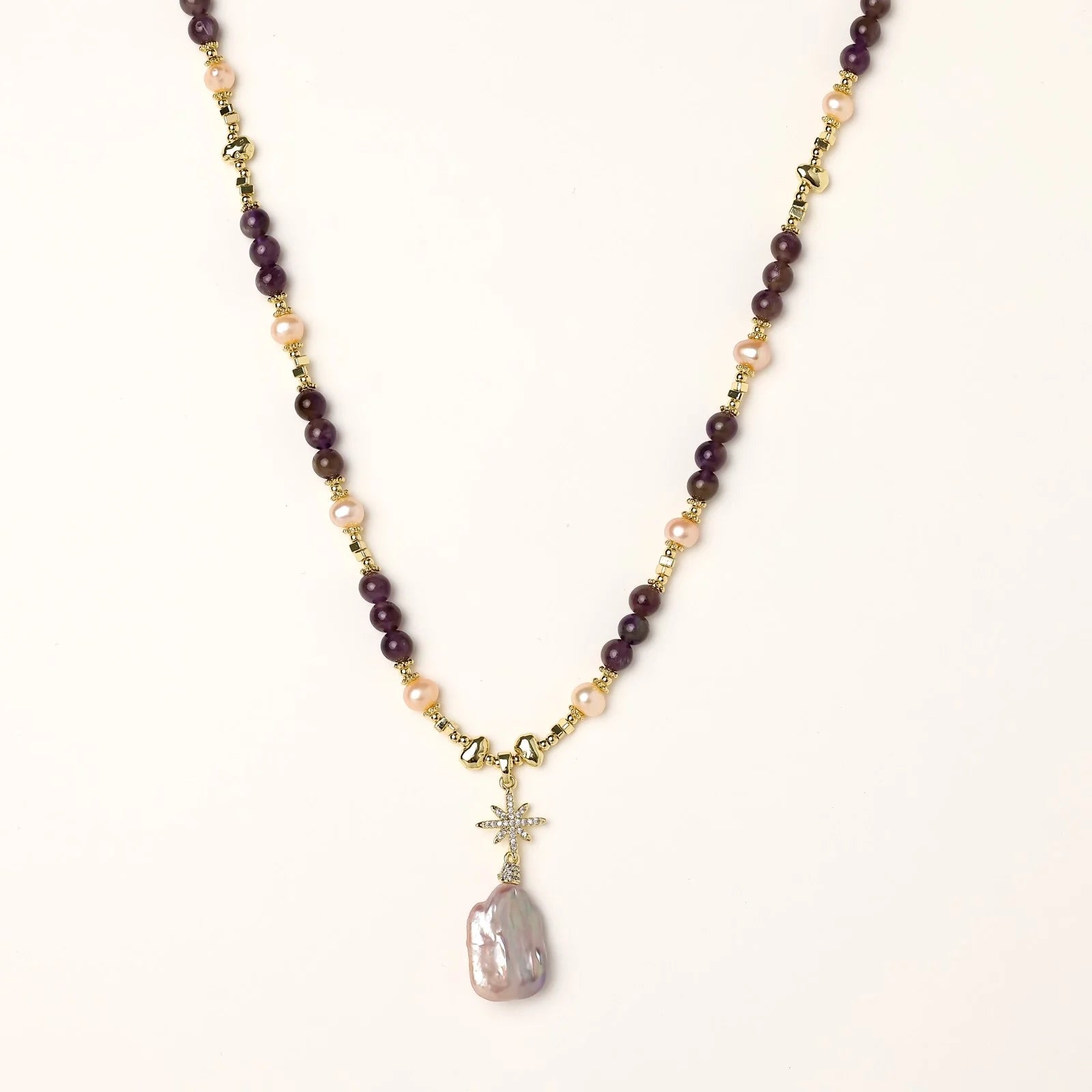 Celestial Amethyst Pearl Necklace