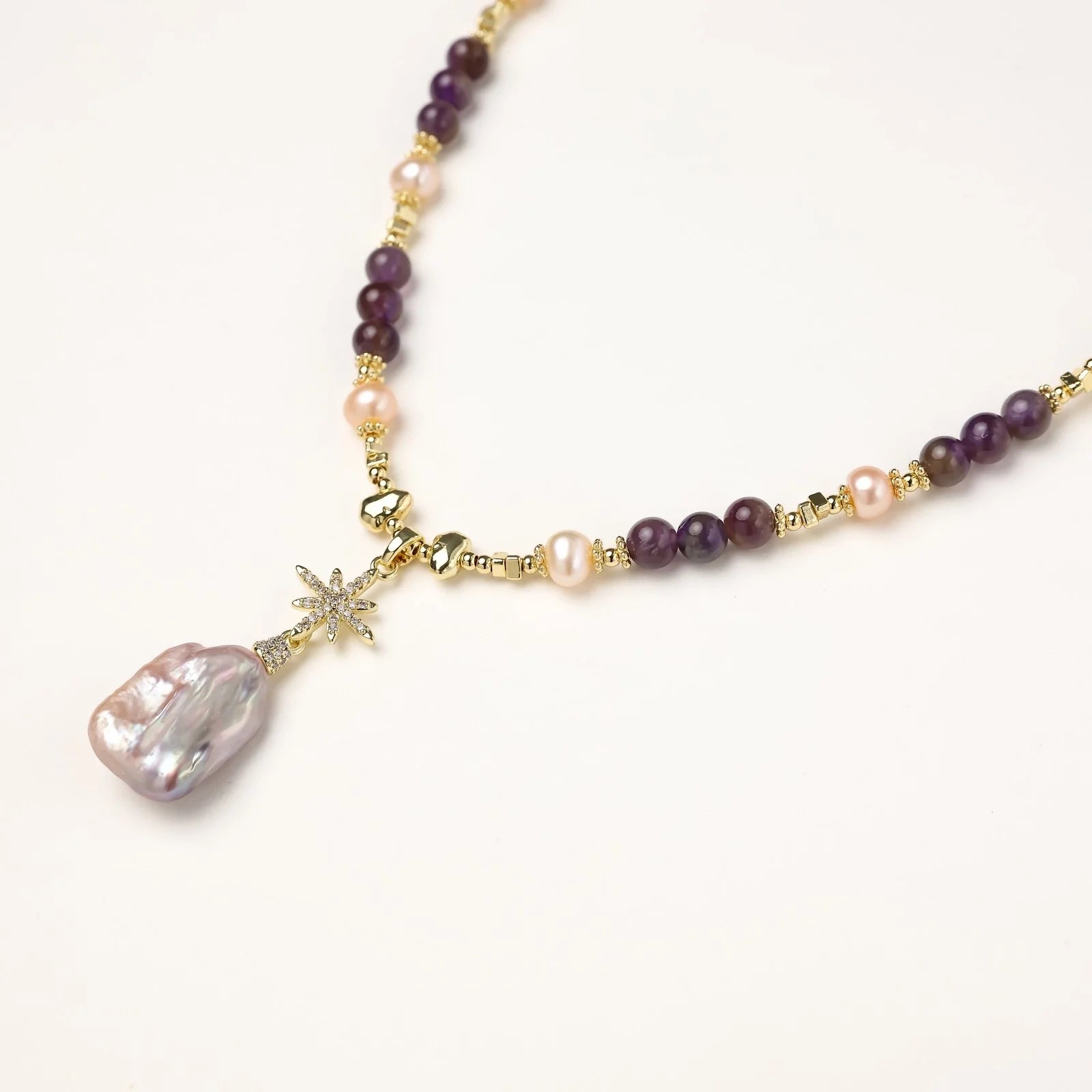 Celestial Amethyst Pearl Necklace