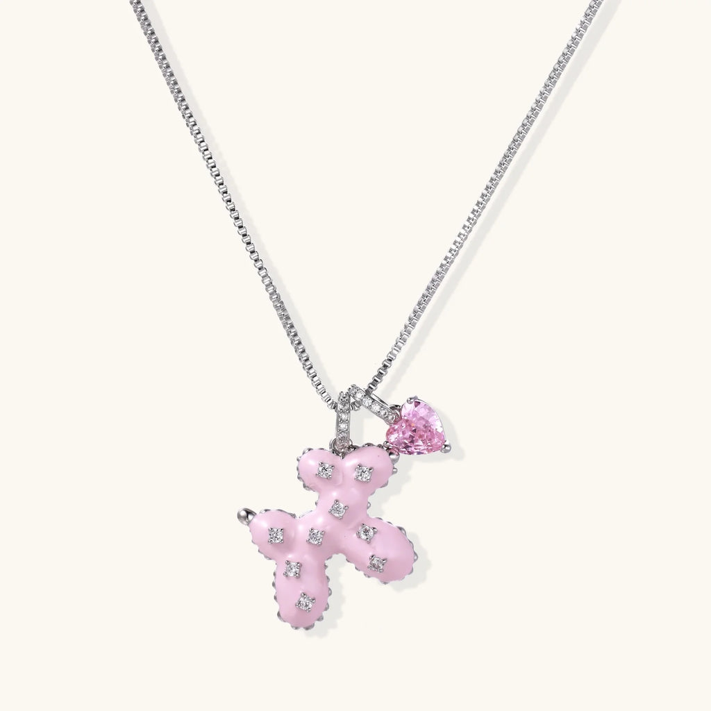 Pink Cross Heart Necklace