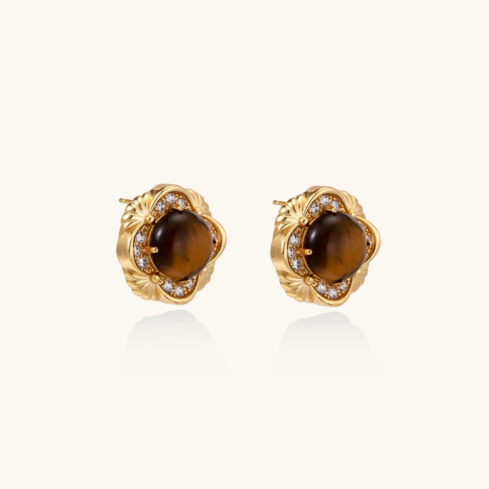 Golden Empress Tiger's Eye Studs