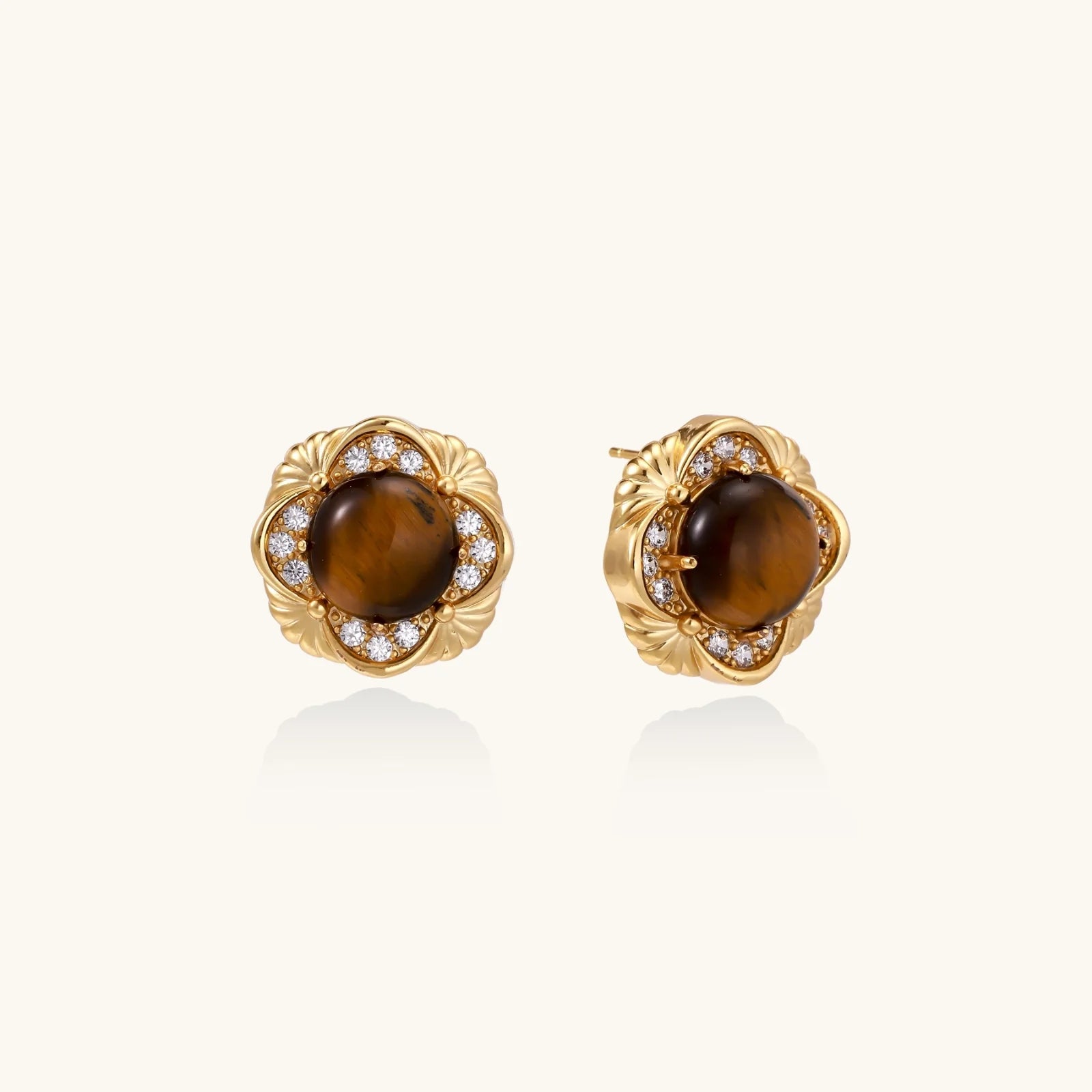 Golden Empress Tiger's Eye Studs