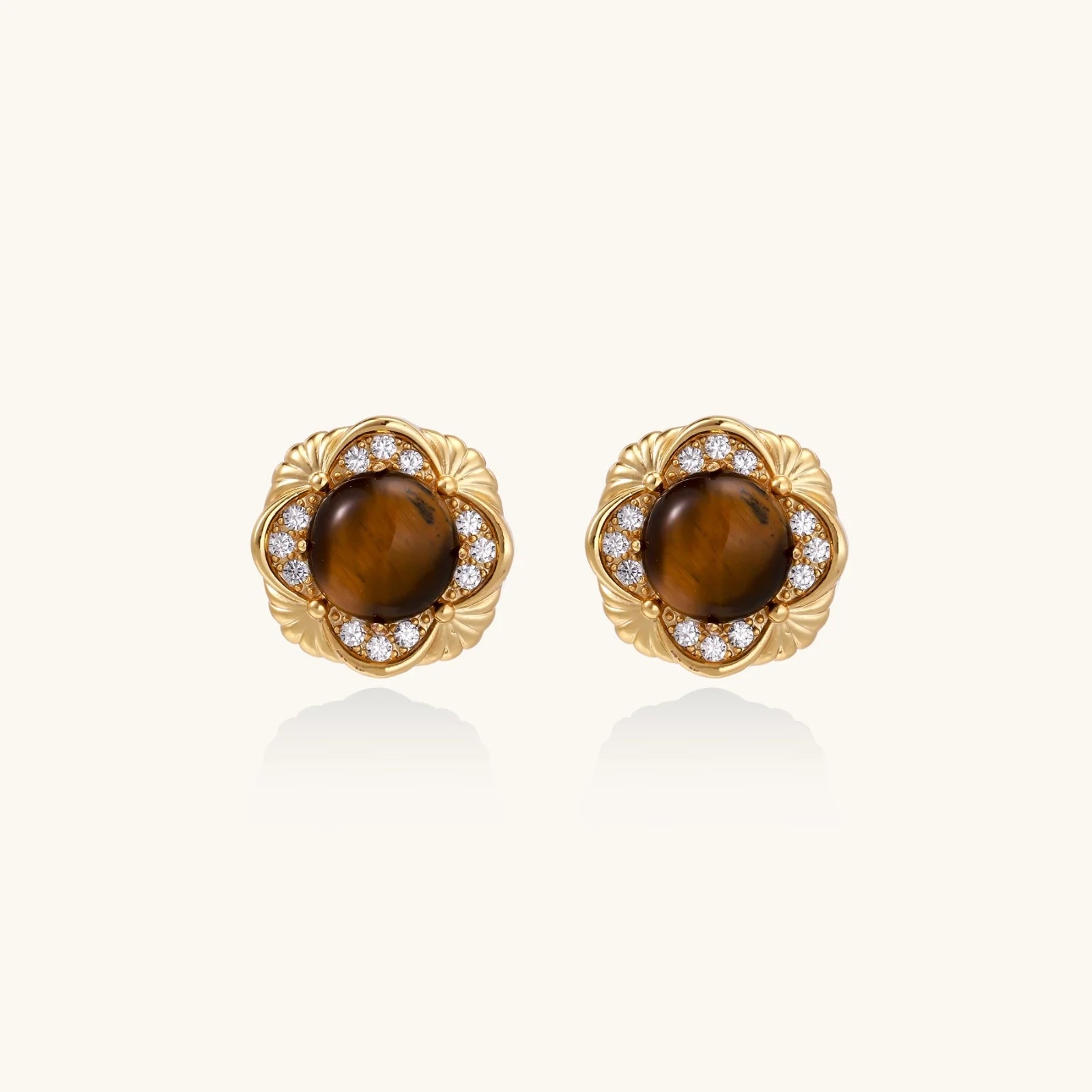 Golden Empress Tiger's Eye Studs
