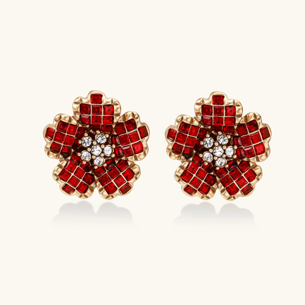 Ruby Bloom Stud Earrings