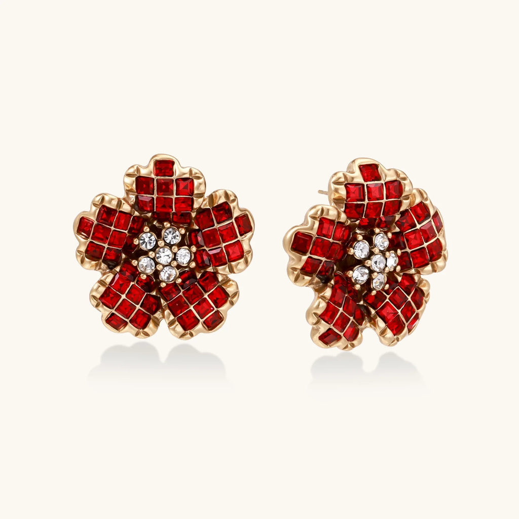 Ruby Bloom Stud Earrings
