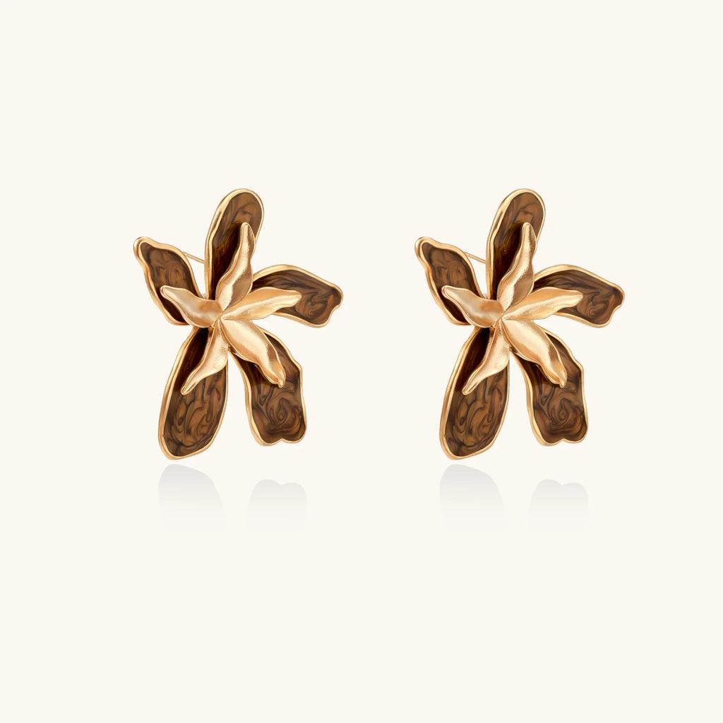 Golden Petal Statement Earrings