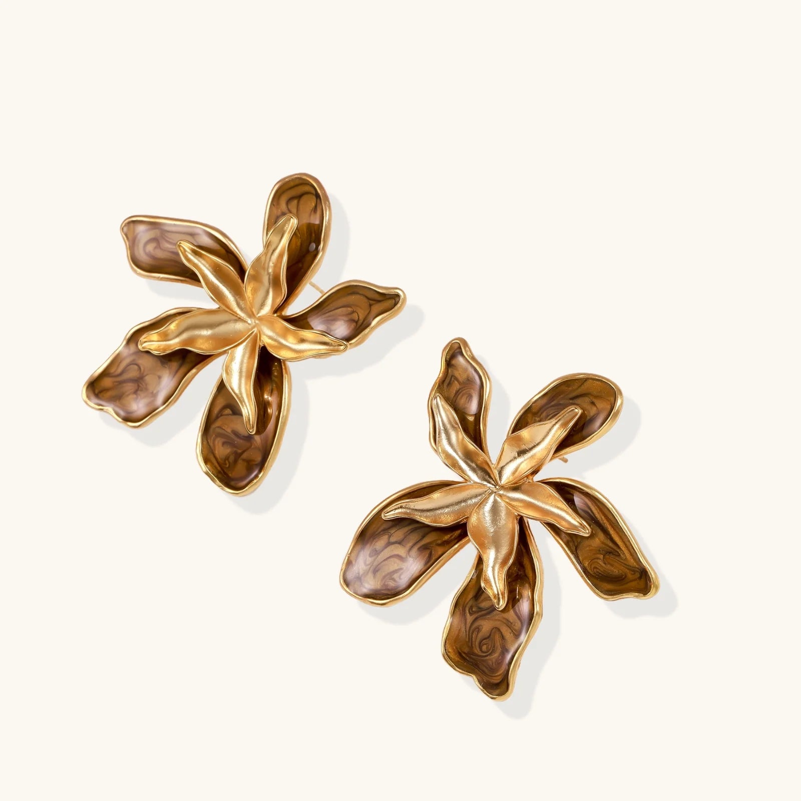 Golden Petal Statement Earrings