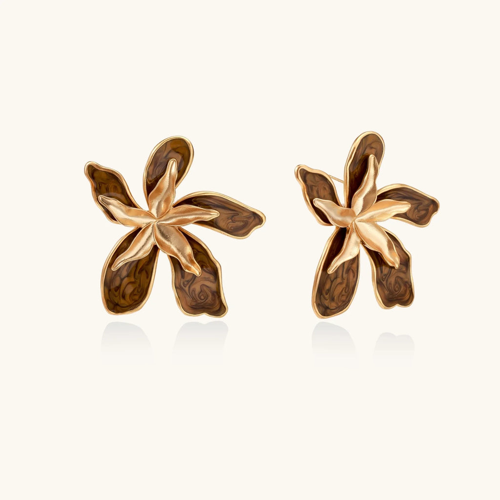 Golden Petal Statement Earrings
