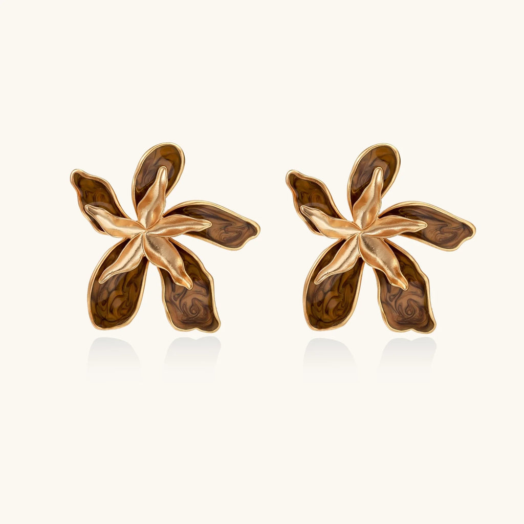 Golden Petal Statement Earrings
