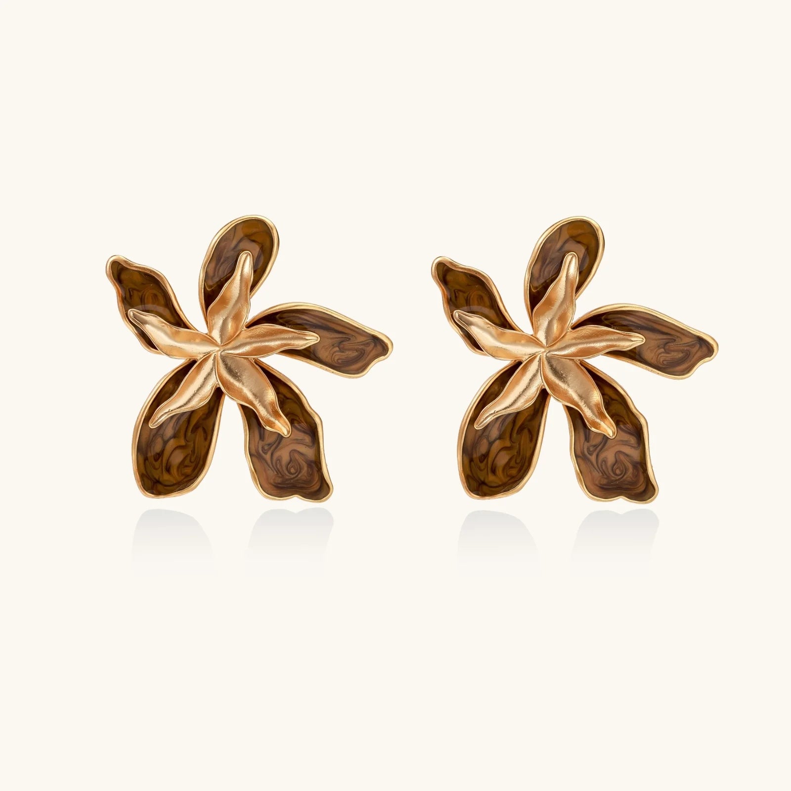 Golden Petal Statement Earrings