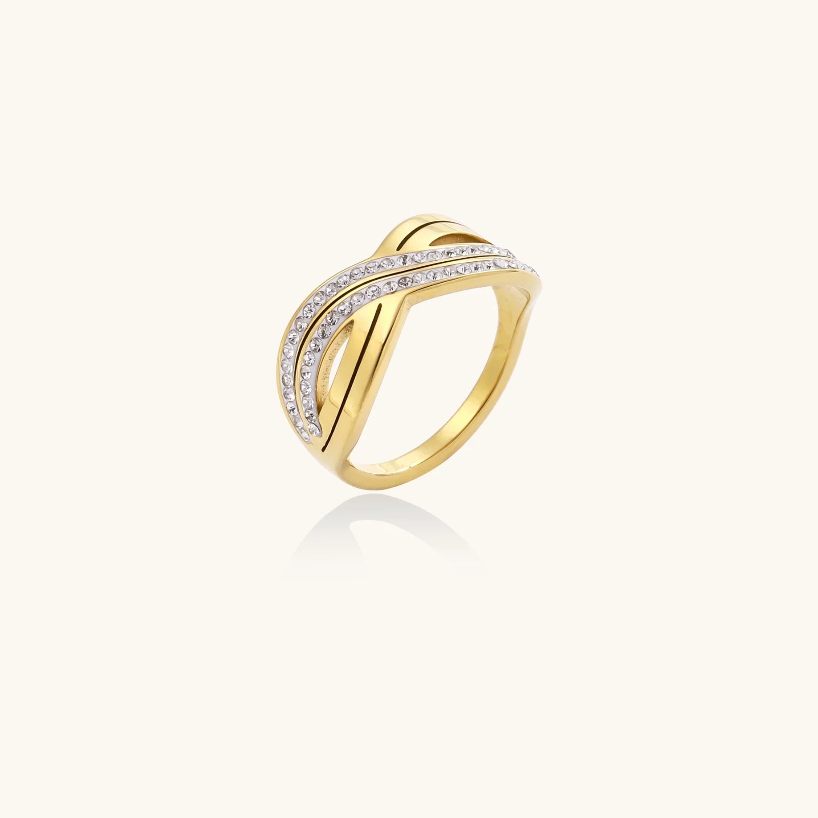 Golden Wave Flow Ring