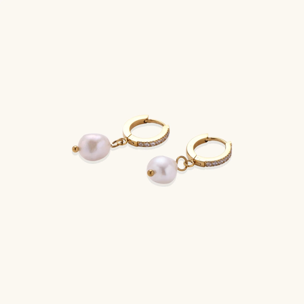 Pearl Drop Hoops
