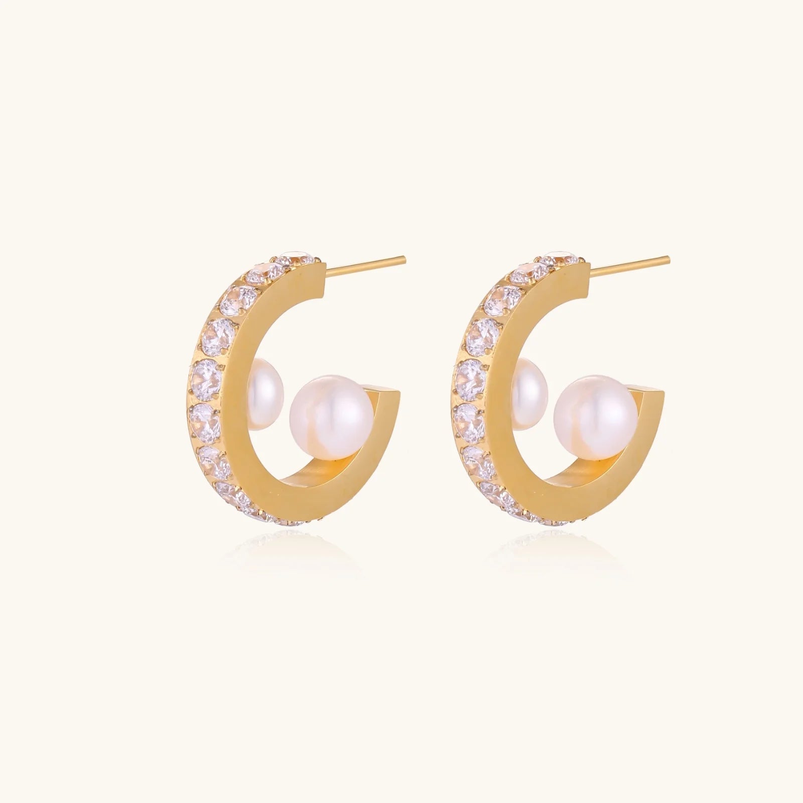 Crystal Pearl Hoops