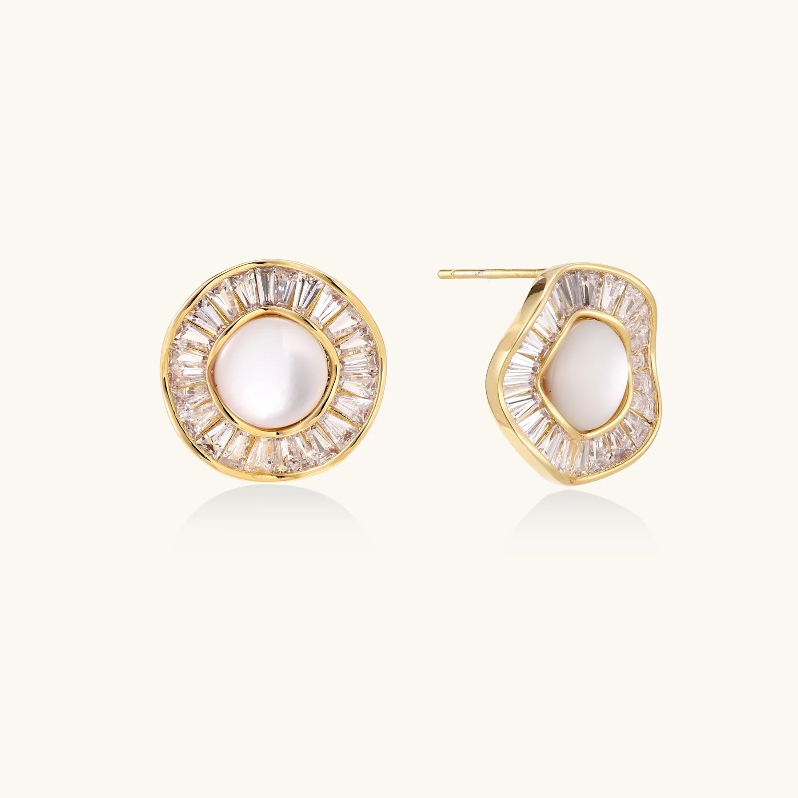 Sunburst Pearl Stud Earrings