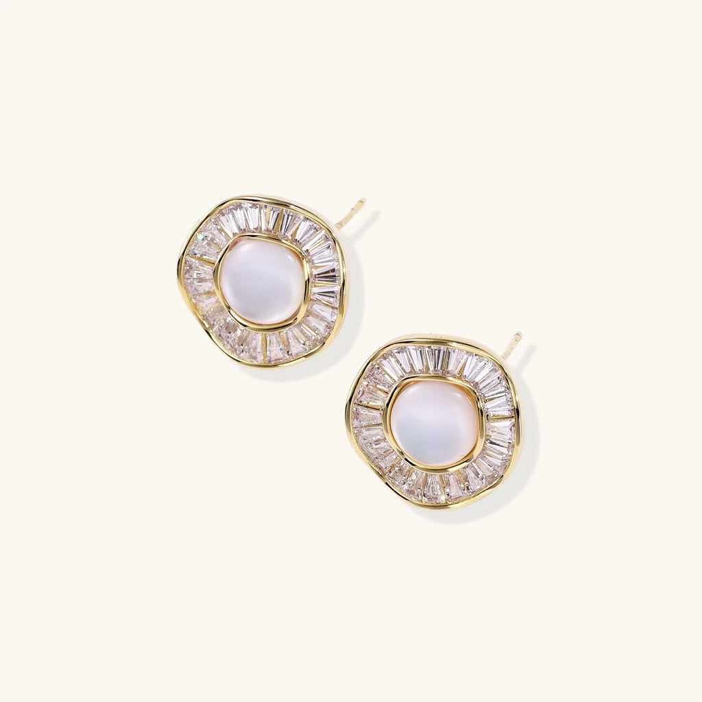 Sunburst Pearl Stud Earrings