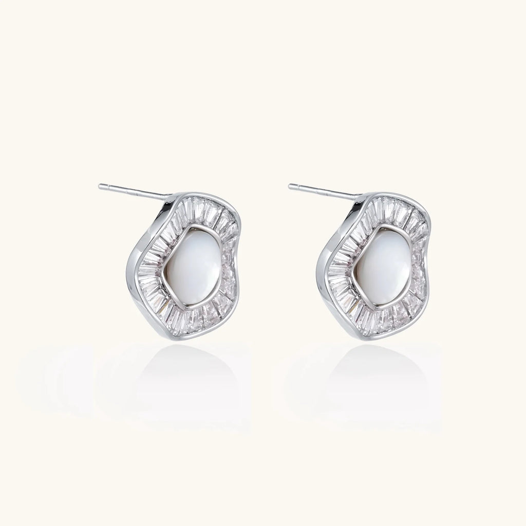 Sunburst Pearl Stud Earrings
