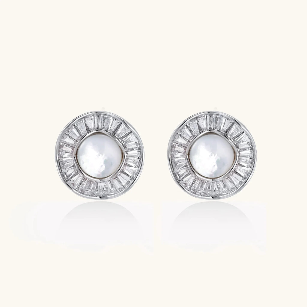 Sunburst Pearl Stud Earrings