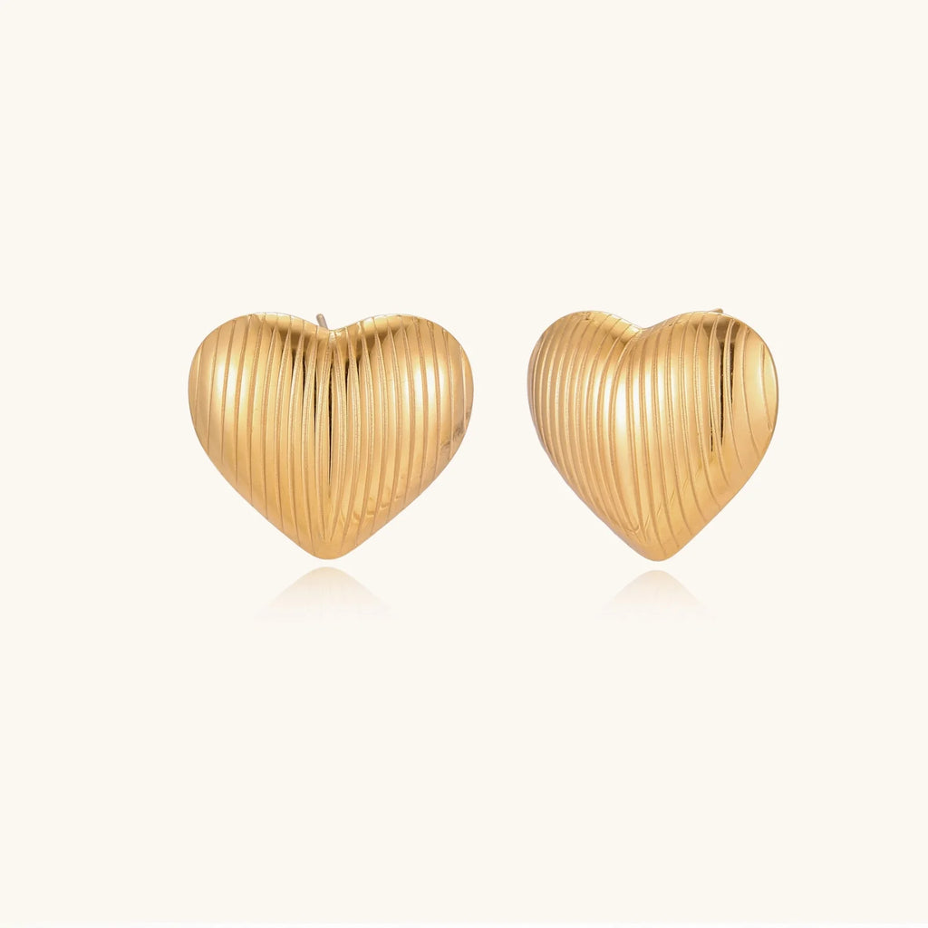 Textured Heart Stud Earrings
