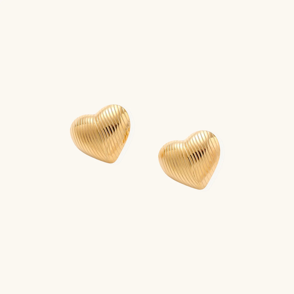 Textured Heart Stud Earrings