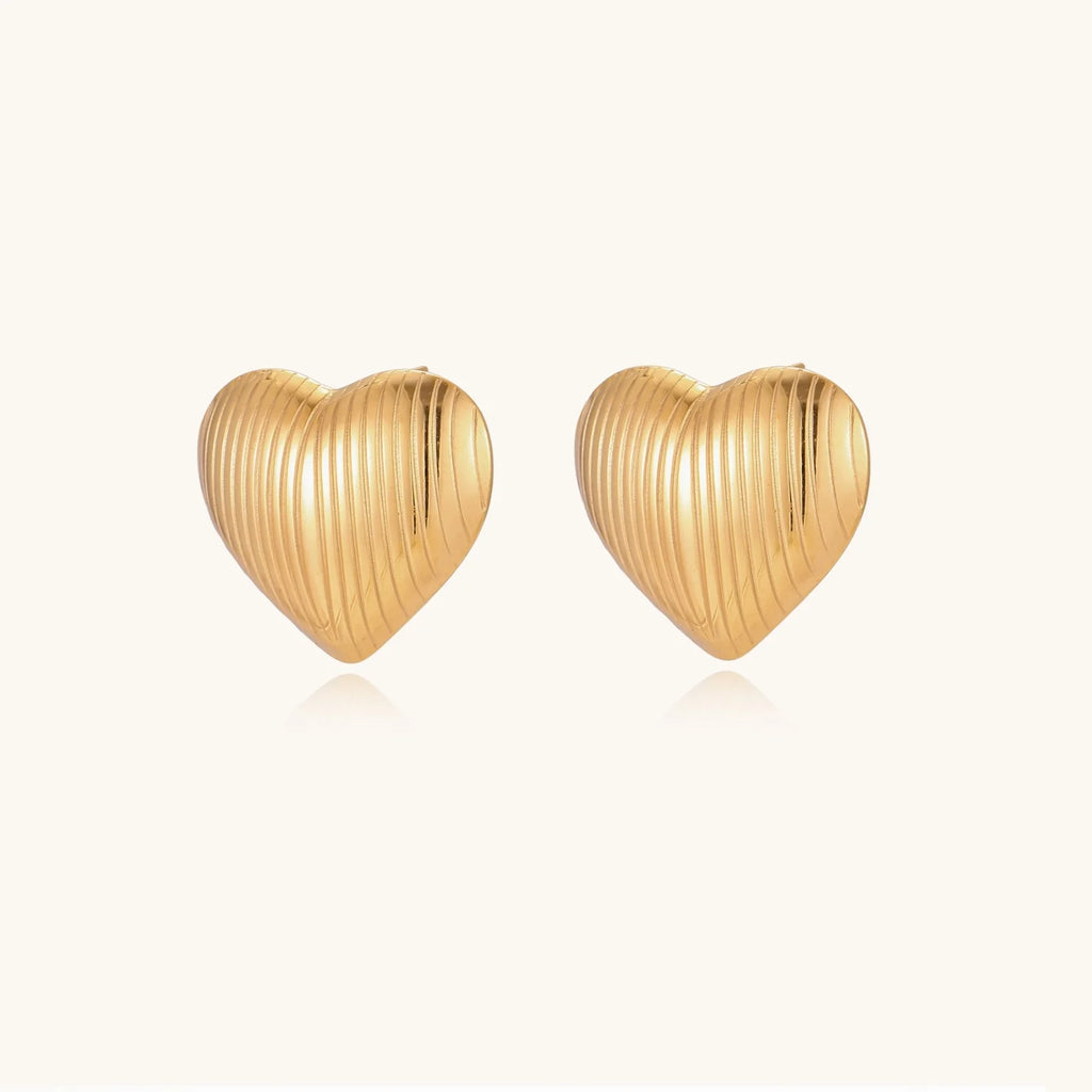 Textured Heart Stud Earrings
