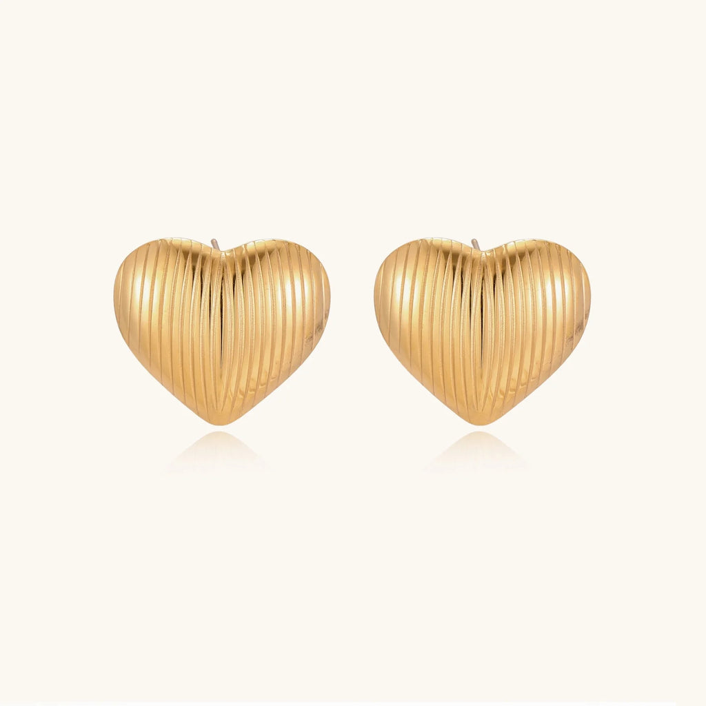 Textured Heart Stud Earrings