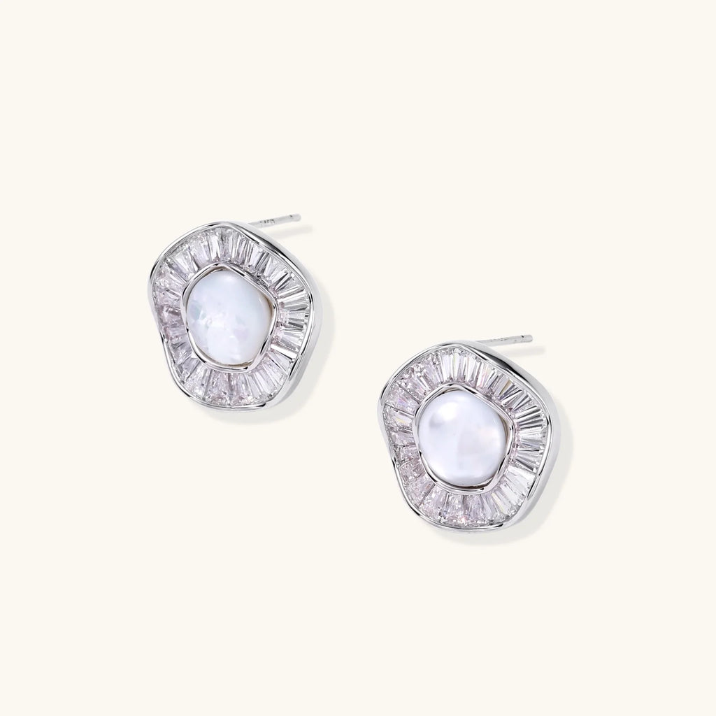 Sunburst Pearl Stud Earrings