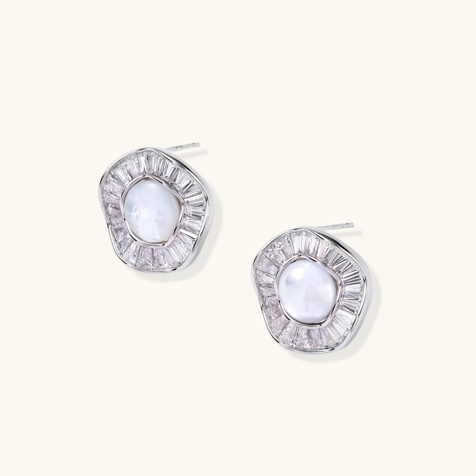 Sunburst Pearl Stud Earrings