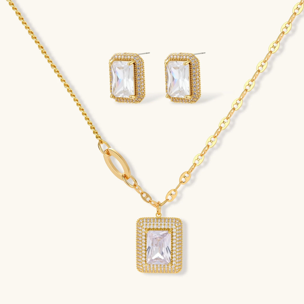 Emerald Cut Halo Set