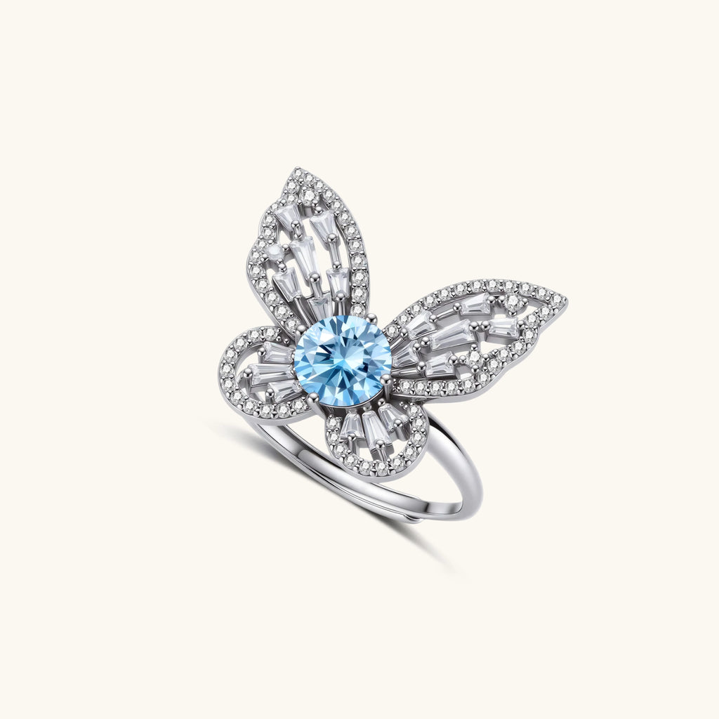 Blue Butterfly Moissanite Ring