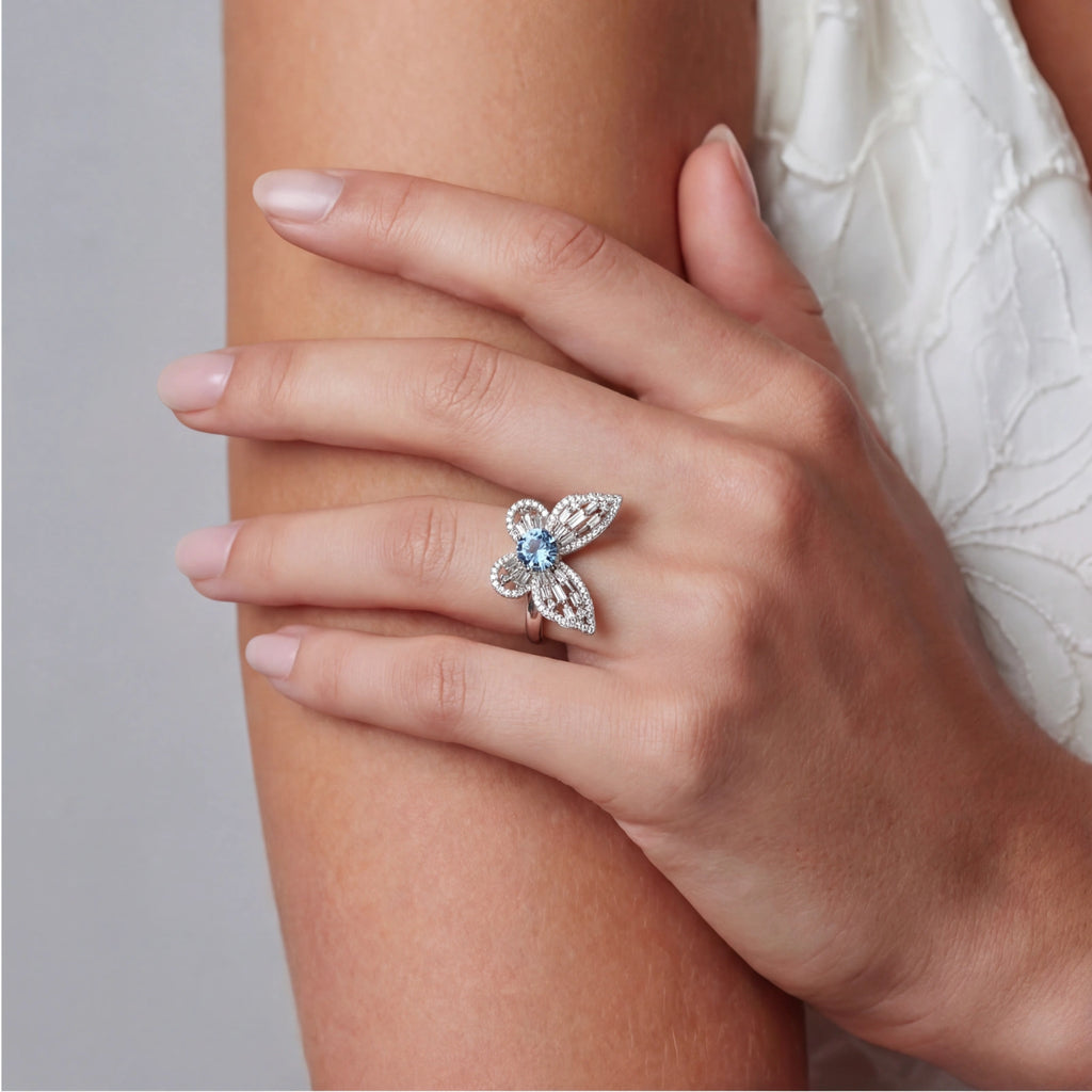 Blue Butterfly Moissanite Ring | 3EyeJewEls