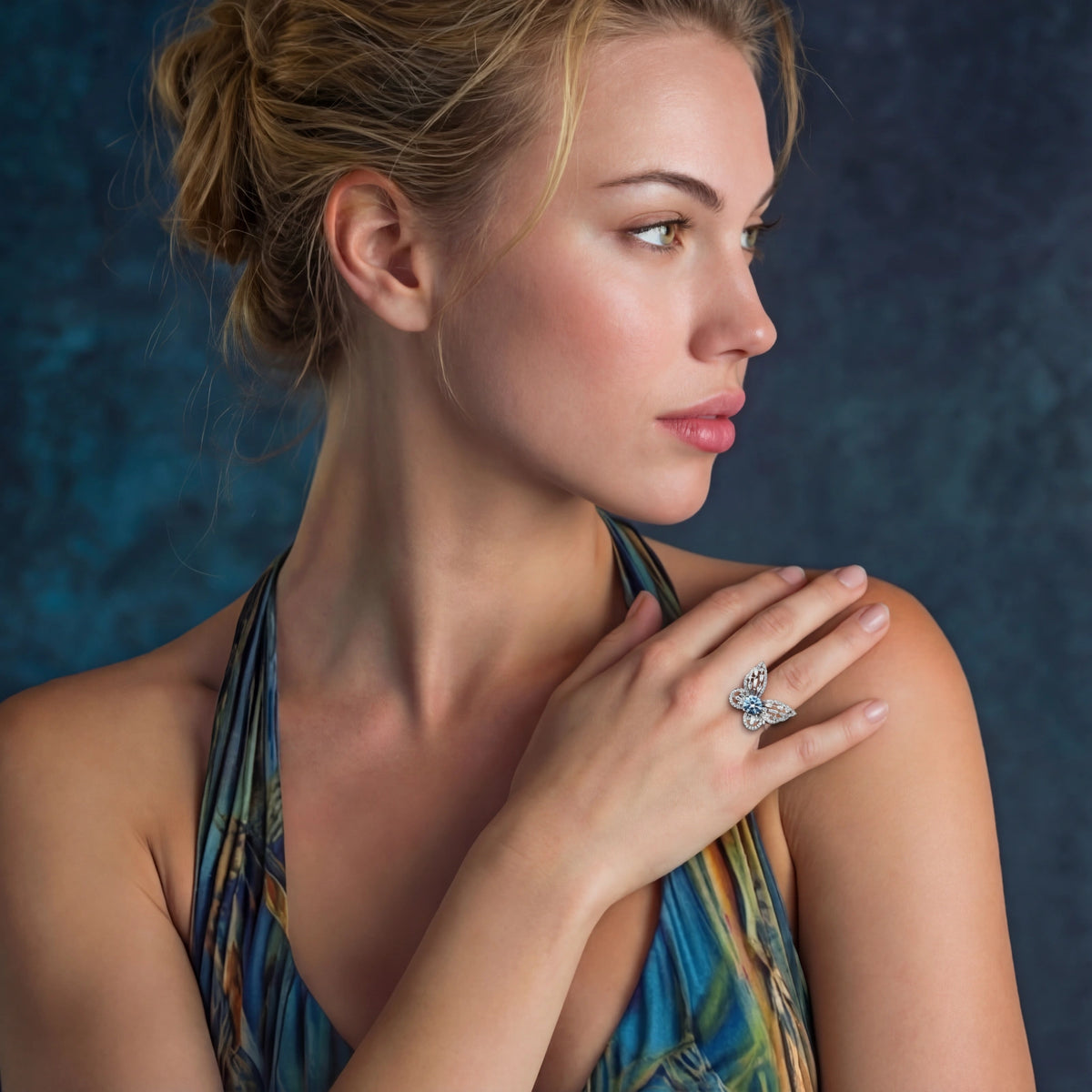 Blue Butterfly Moissanite Ring | 3EyeJewEls