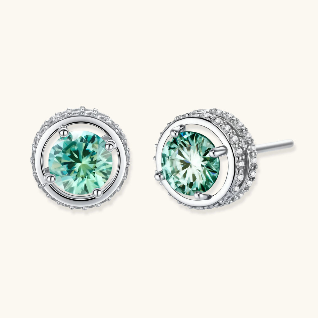 Emerald Spark Halo Studs | 3EyeJewEls