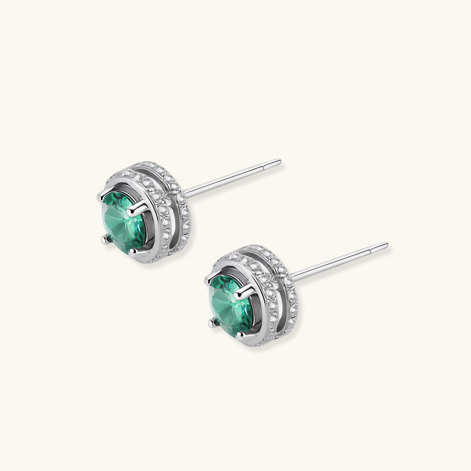 Emerald Spark Halo Studs