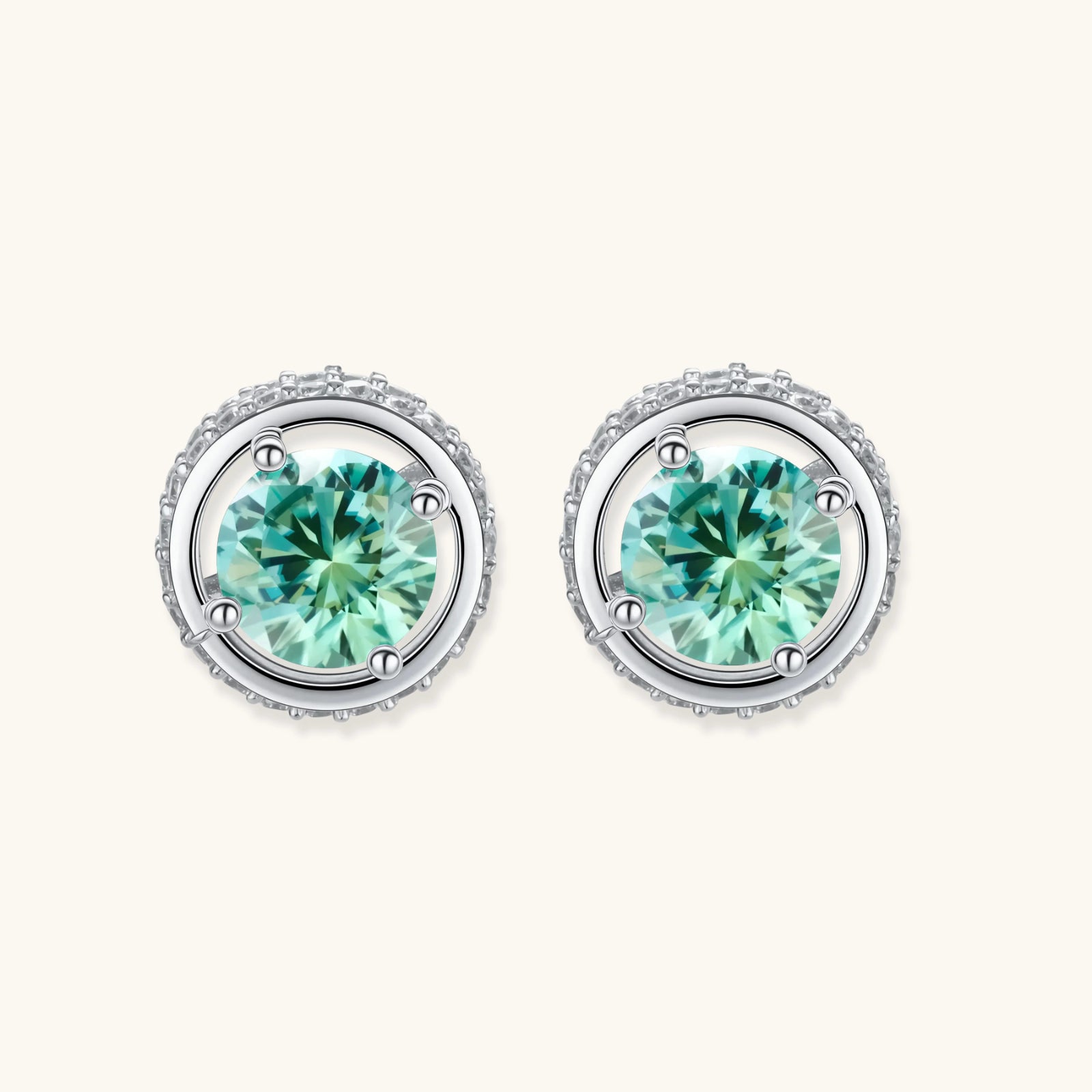 Emerald Spark Halo Studs