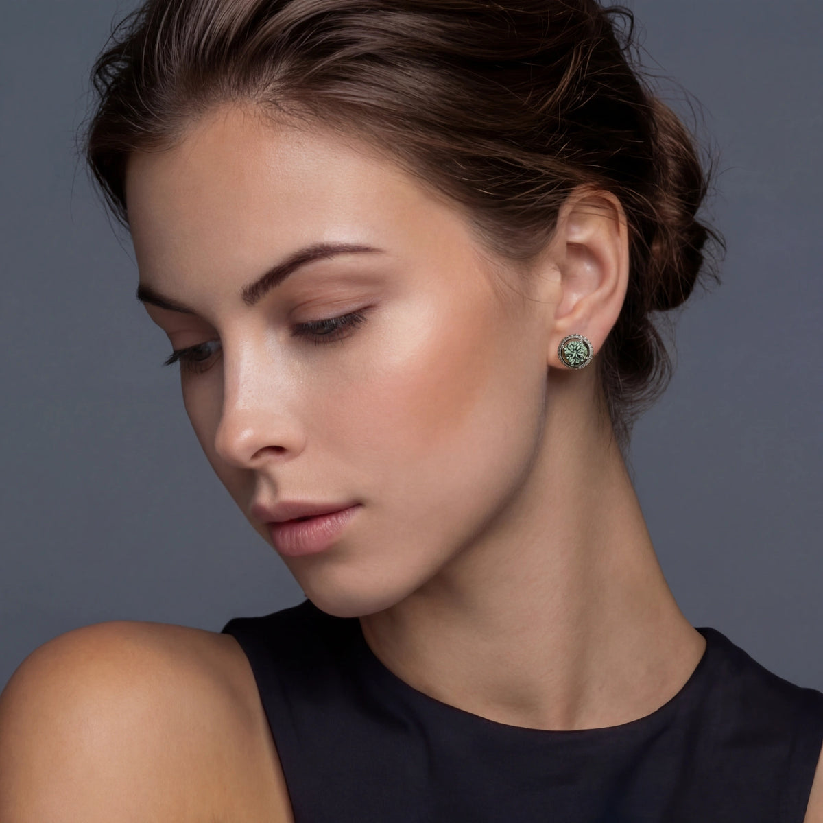 Emerald Spark Halo Studs | 3EyeJewEls