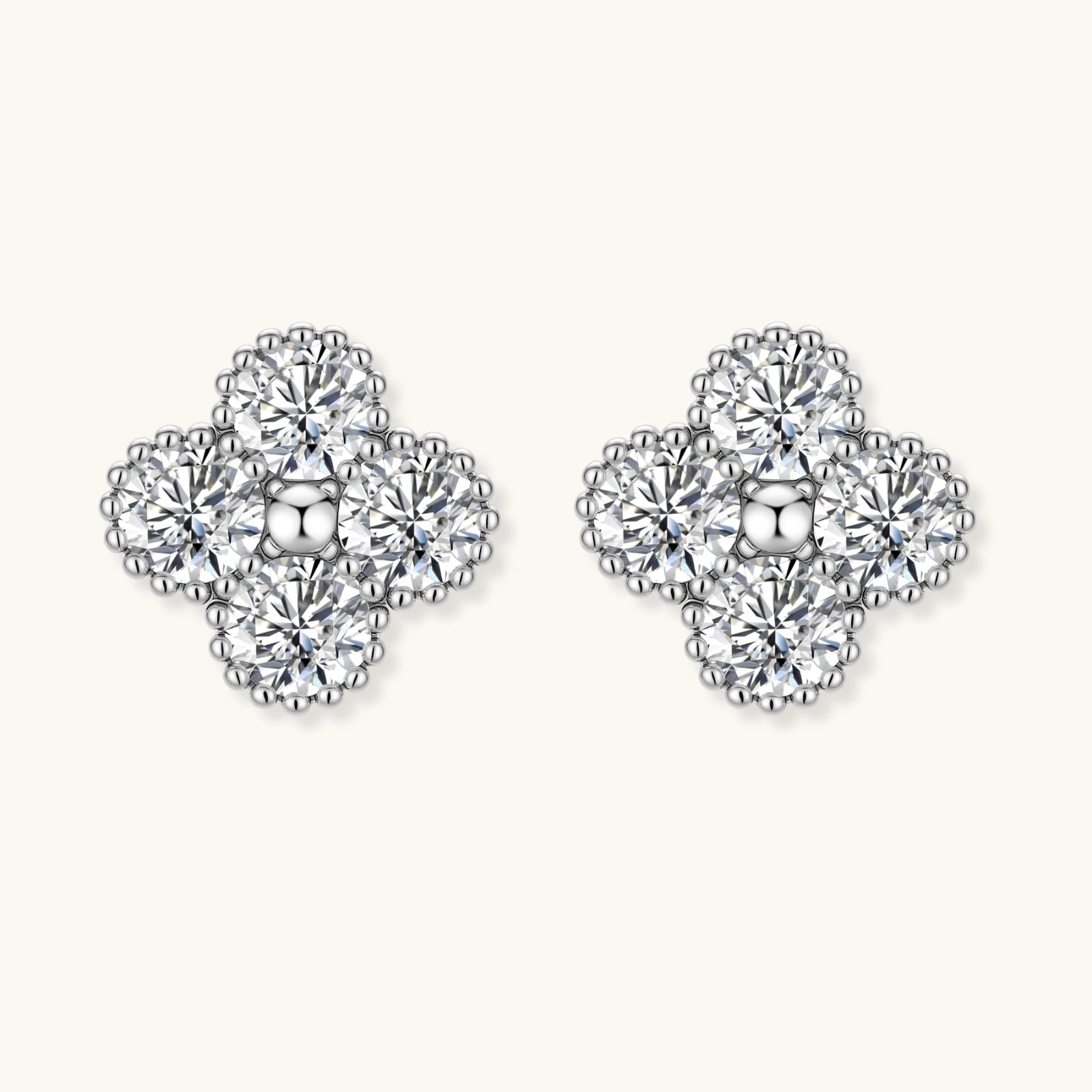 Quatrefoil Moissanite Studs