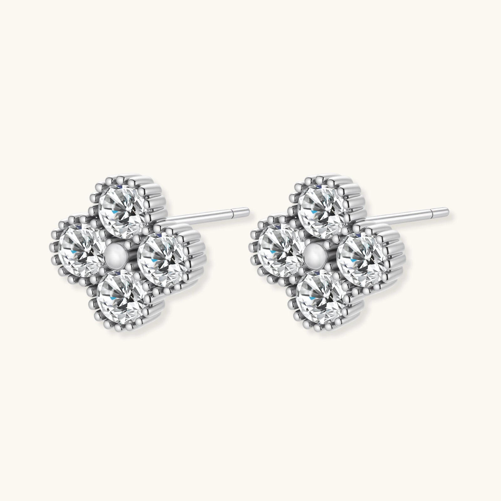 Quatrefoil Moissanite Studs