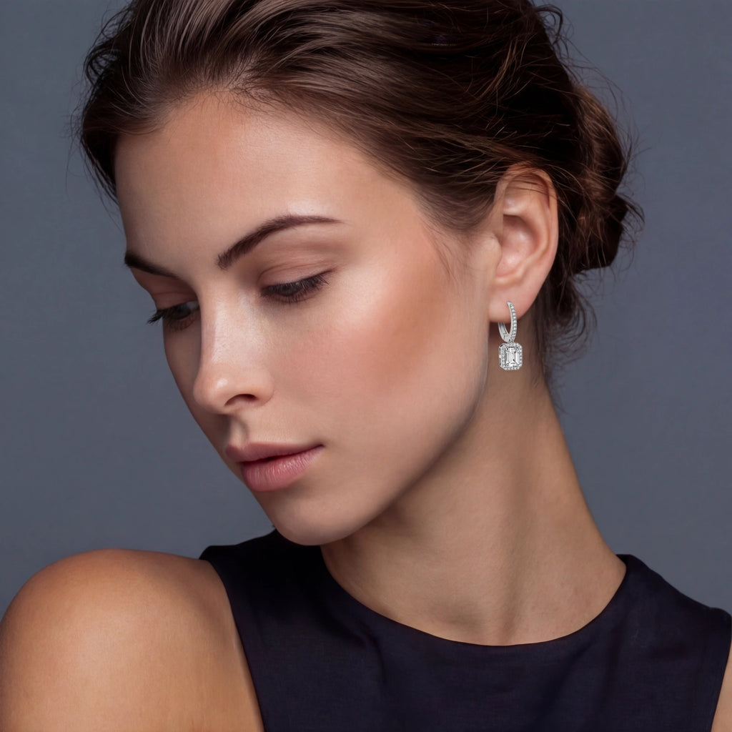 Emerald Cut Moissanite Drops | 3EyeJewEls