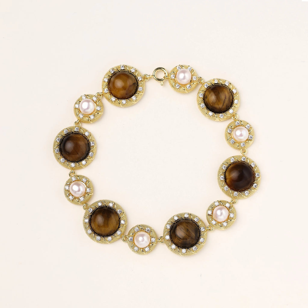 Tiger's Eye Pearl Wisdom Bracelet | 3EyeJewEls