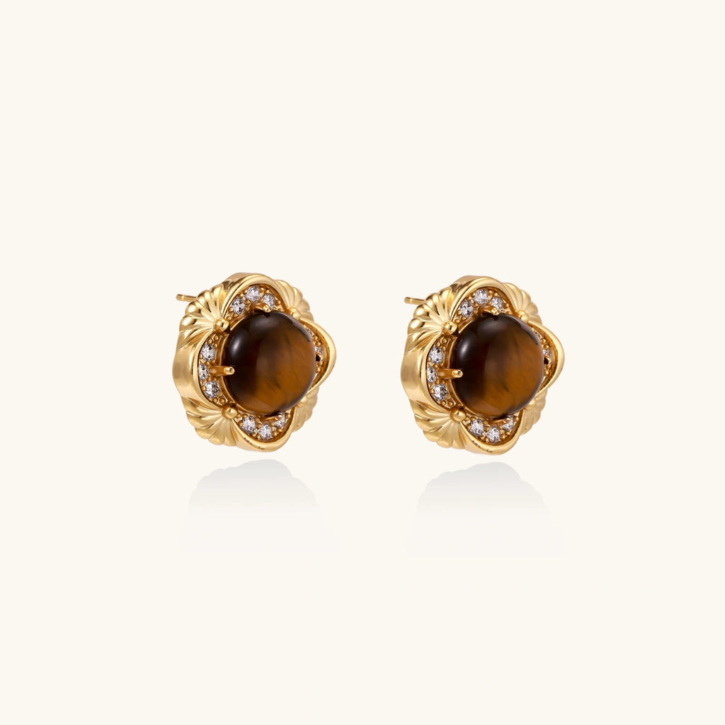 Golden Empress Tiger's Eye Studs | 3EyeJewEls