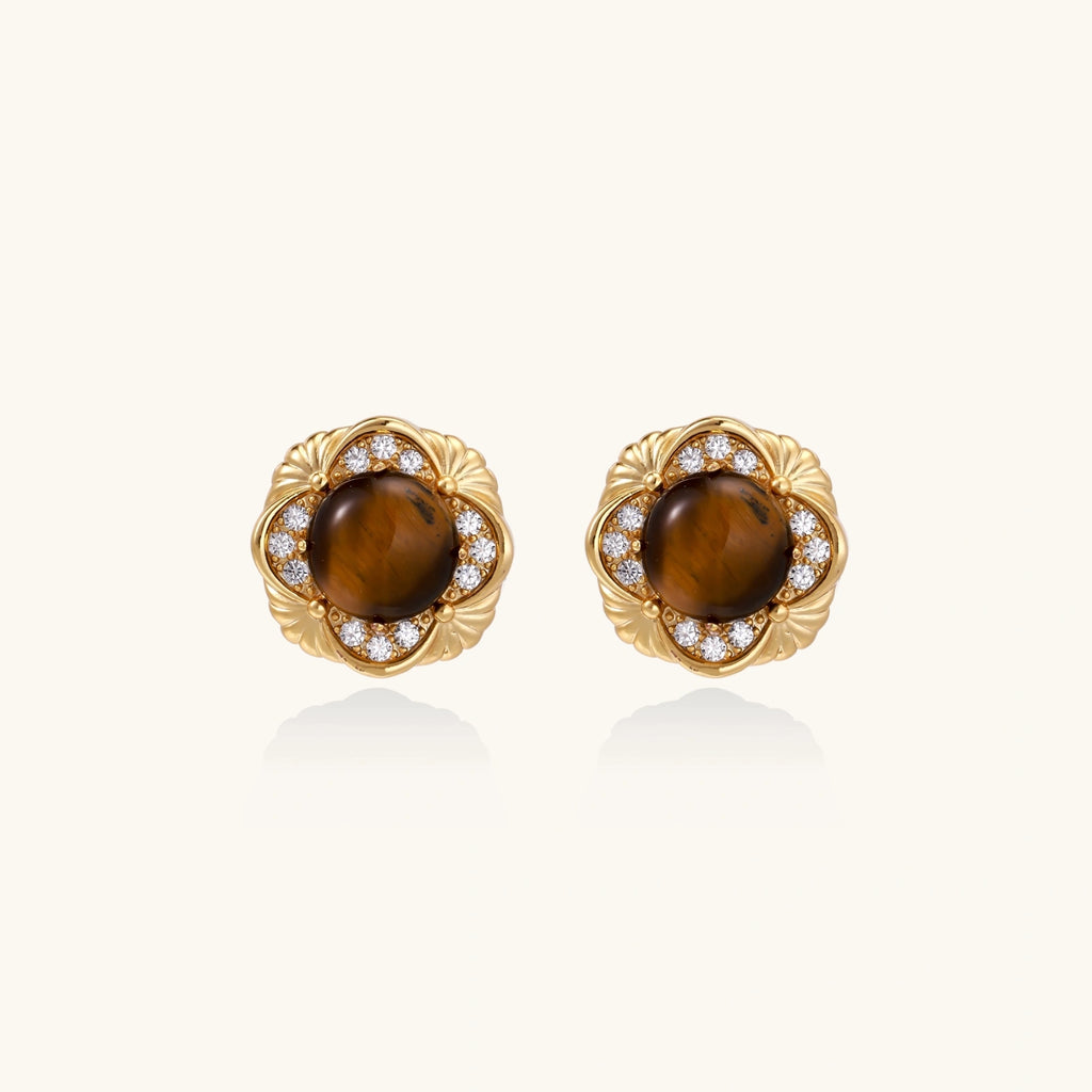 Golden Empress Tiger's Eye Studs | 3EyeJewEls