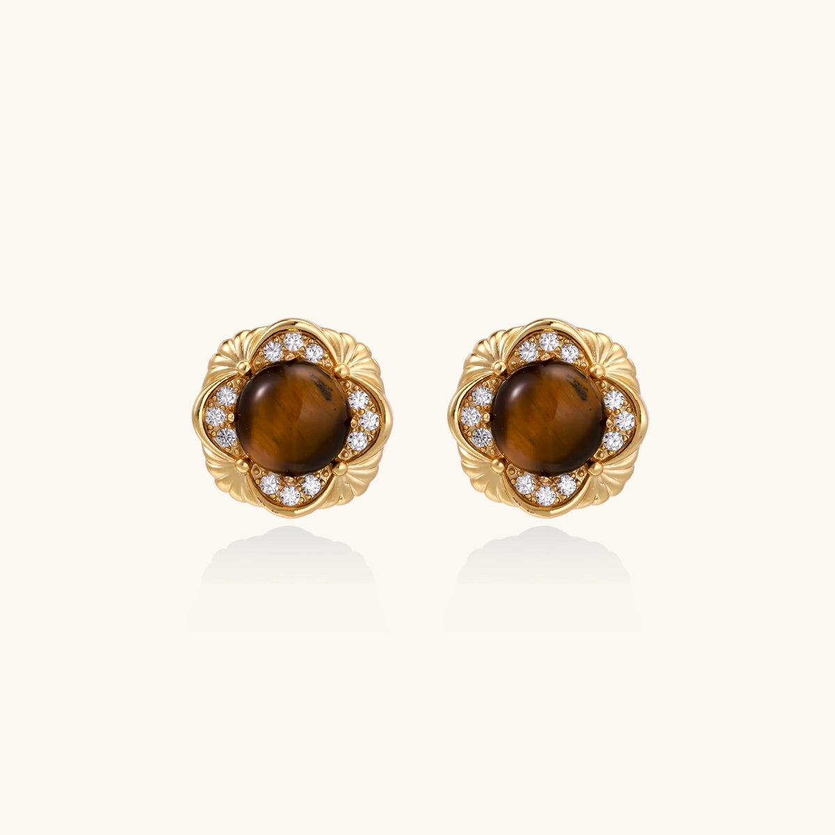 Golden Empress Tiger's Eye Studs | 3EyeJewEls