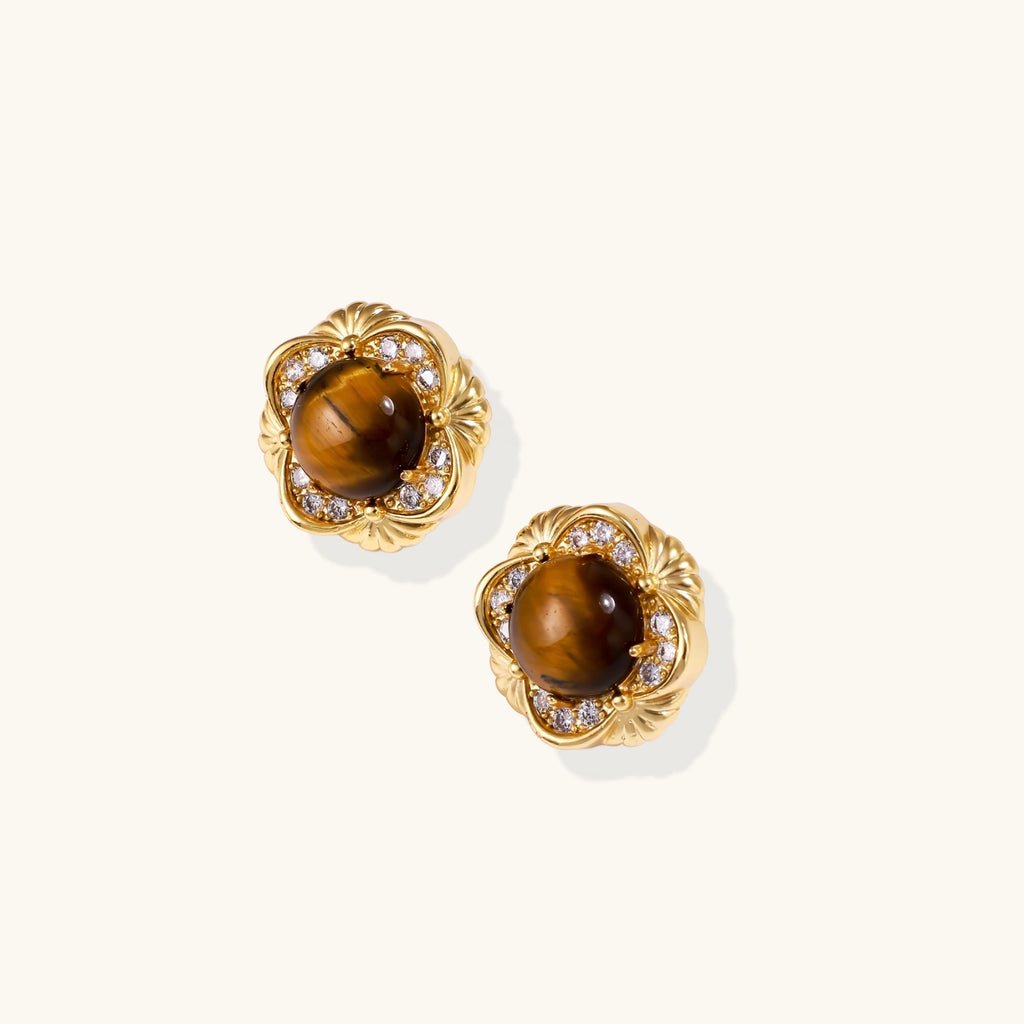 Golden Empress Tiger's Eye Studs | 3EyeJewEls
