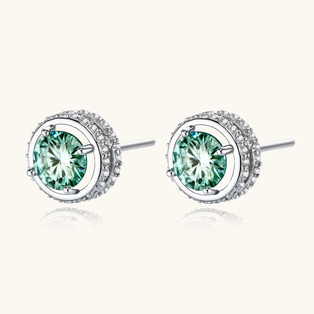 Emerald Spark Halo Studs | 3EyeJewEls