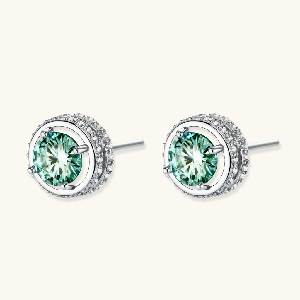 Emerald Spark Halo Studs | 3EyeJewEls