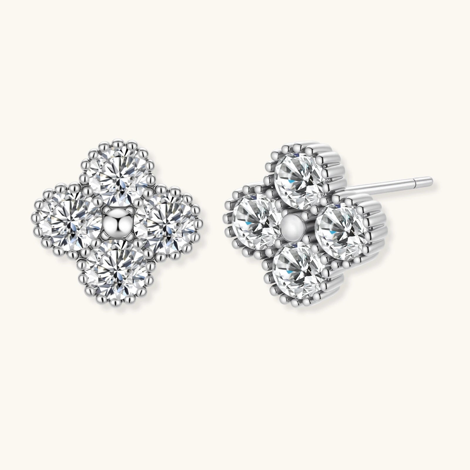 Quatrefoil Moissanite Studs