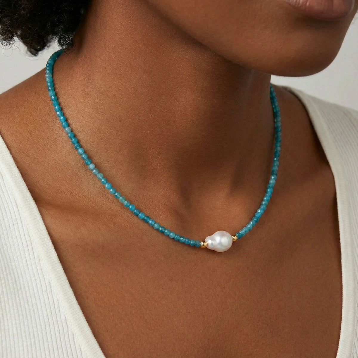Apatite Dreams Pearl Necklace | 3EyeJewEls