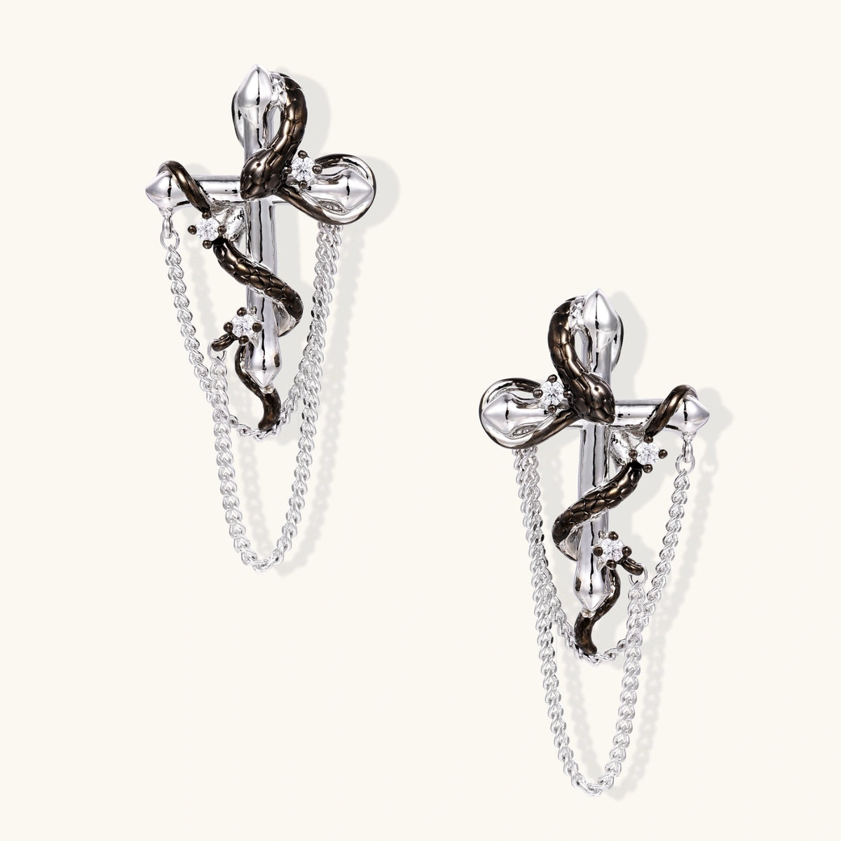 Serpent Cross Chain Earrings | 3EyeJewEls