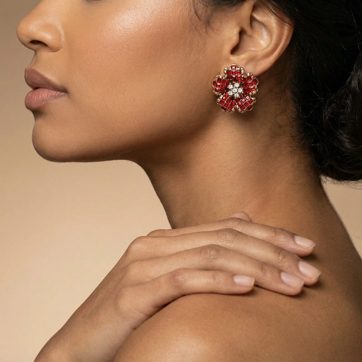 Ruby Bloom Stud Earrings | 3EyeJewEls