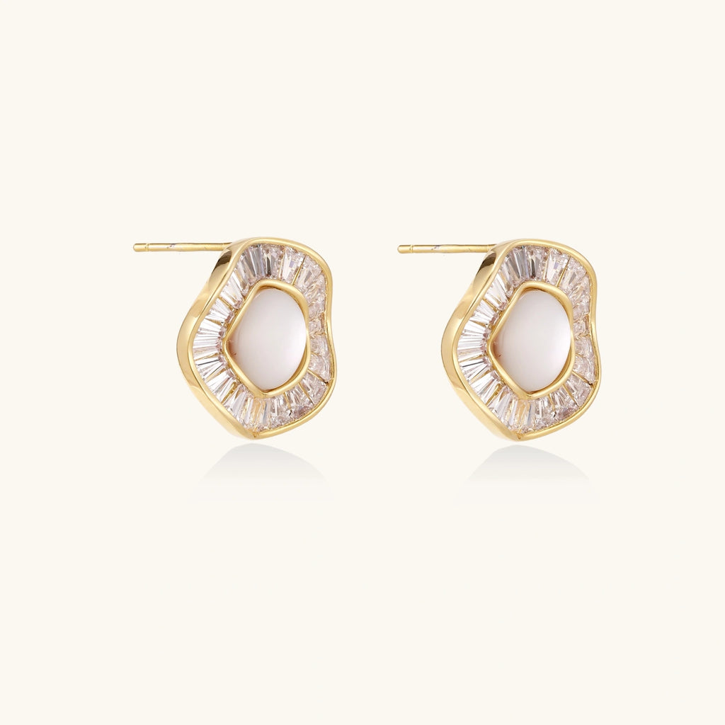 Sunburst Pearl Stud Earrings | 3EyeJewEls